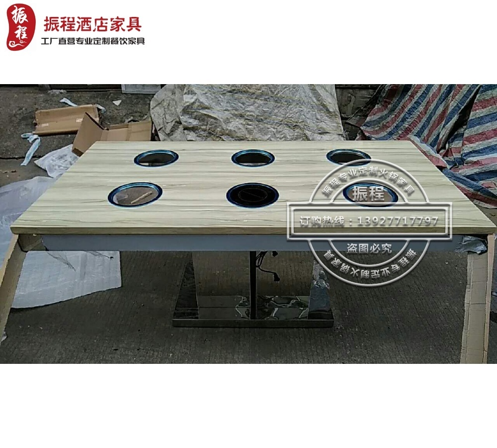 长方形火锅桌 6人火锅桌-不锈钢大理石